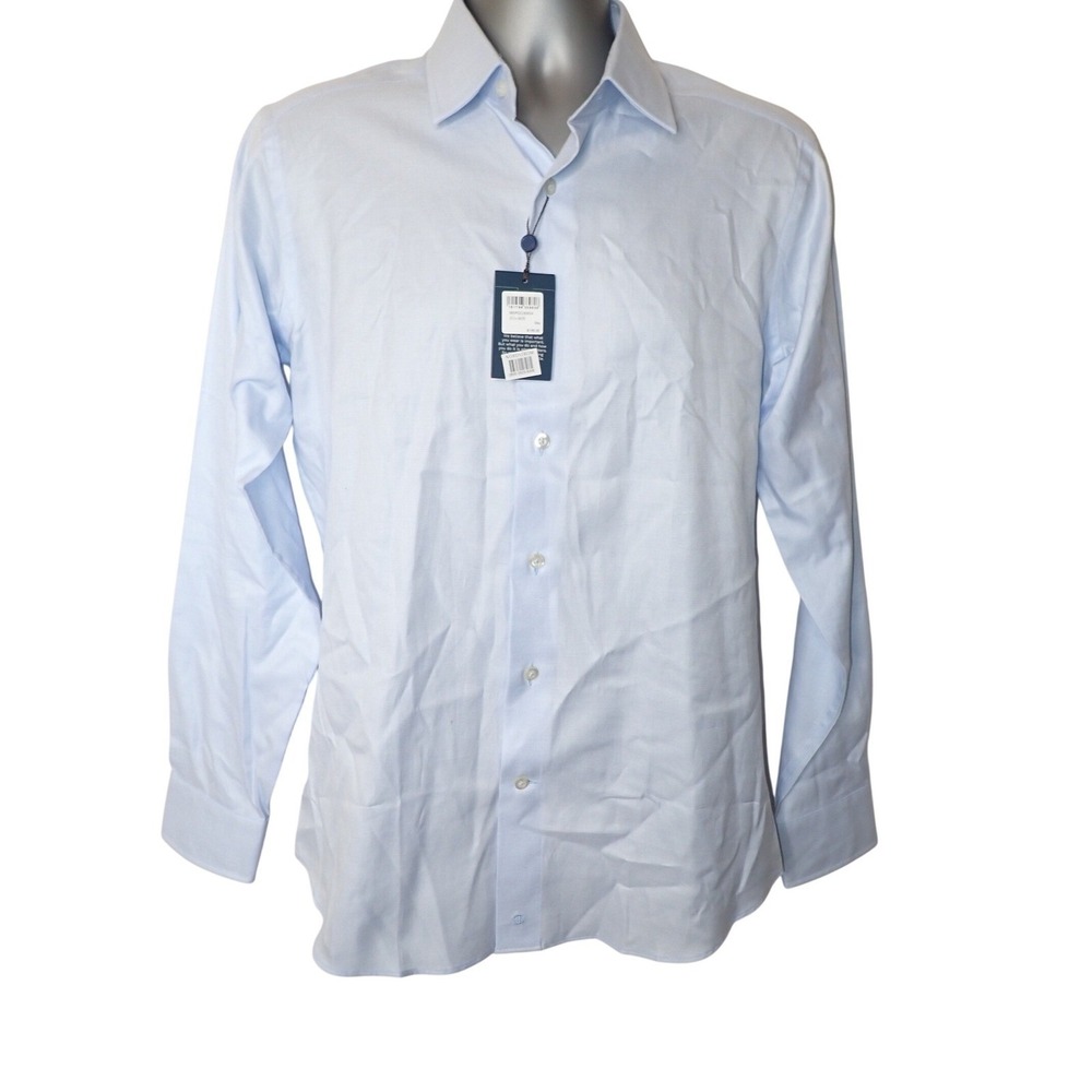 David Donahue Men's Slim Fit Light Blue Dress Shirt 15.5 x 34/35
